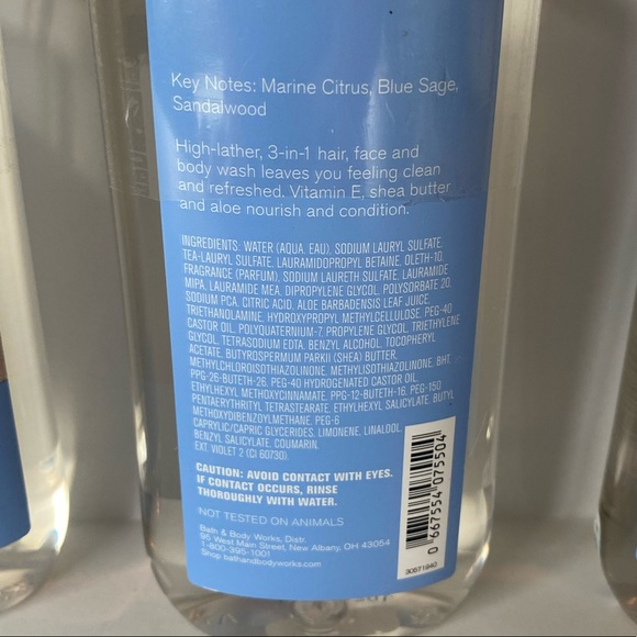 Bath & Body Works Men's Clean Slate (Citrus) 3 in 1 Hair, Face & Body Wash x3 - Picture 2 of 2